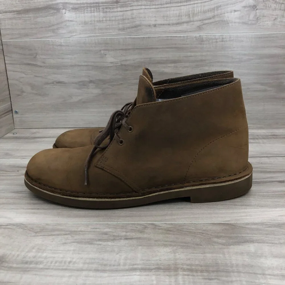 Clarks Boots Mens 10 M Brown Leather Chukka Ankle Boots